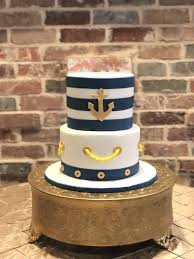 Navy Gold And Yellow Baby Shower Cake Baby Shower Yellow Nautical Baby Shower Boy Nautical Cake