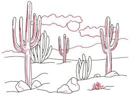 How To Draw Desert Cacti In 4 Steps Cactus Drawing Desert Landscape Art Cool Landscapes