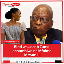 BINTI wa Rais wa zamani wa Afrika Kusini Jacob Zuma ni miongoni mwa mamia  ya wanawake na wasichana waliocheza ngoma kwa ajili ya Mfalme wa Eswatini  katika sherehe za kitamaduni juzi, kuthibitisha