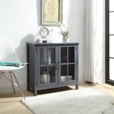 Usl Olivia Grey Accent Cabinet With 2 Glass Doors Sk19087c2 Gy The Home Depot Glass Cabinet Doors Stylish Cabinet Wood Cabinets