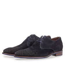 Blauwe Suede Veterschoen 18276 05 Floris Van Bommel Official