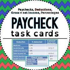 Paycheck Tasks Print And Digital Consumer Math Paycheck Task Cards
