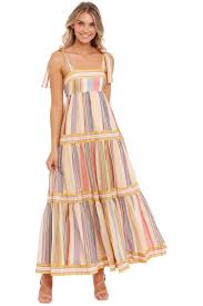 Hire Mae Tie Shoulder Dress in Multi Stripe | Zimmermann | GlamCorner