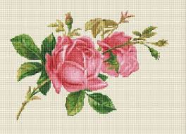 Two Pink Roses Floral Counted Cross Stitch Pattern Chart