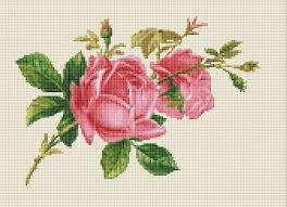 two pink roses floral counted cross stitch pattern chart