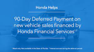 Manufacturer vehicle accessory costs, labor and installation vary. Honda On Twitter Challenging Times Call For Additional Time Our 90 Days To First Payment Program Grants 90 Day Deferred Payment On New Vehicle Sales Financed By Honda Financial Services For Qualified Customers