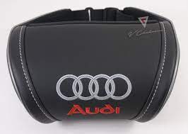 Audi Black Leather Anatomic Car Seat Headrest Pillow Neck Rest Cushion Travel Embroidery Color Thread By Black Audi Car Seat Headrest Car Interior Accessories