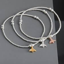 Posted by silver jewels at 7:31 am 1 comment: Sterling Silver Tiny Bumble Bee Beaded Bracelet Womans Evy Designs