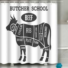 Amazon Com Zuyushang Shower Curtain Cow Butcher Diagram Cow