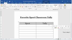 Project Based Learning Microsoft Office Tally Marks