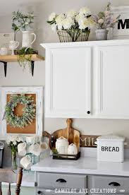 Camelot Art Creations 5 Tips To Creating A Farmhouse Kitchen Decorating Above Kitchen Cabinets Farmhouse Kitchen Decor Top Of Cabinet Decor