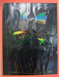 Use crayons to color the paper by making stripes in the order of the rainbow. Crayon Etching Scratch Art Drawing Lessons For Kids Kinderart