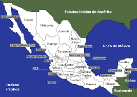 Mapa de mexico y sus estados. Mapa De Mexico Y Sus Fronteras Mapa De Mexico