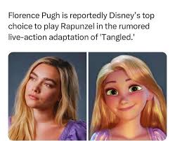 Rumor: Florence Pugh é a melhor escolha como Rapunzel para live-action de  Tangled. : r/LeaksAndRumors
