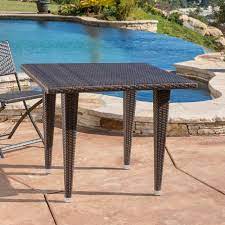Corsica outdoor wicker round dining table (only) by christopher knight home. Dominica Outdoor Square Wicker Dining Table Only By Christopher Knight Home Overstock 11005762