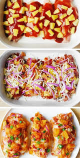 Bacon Pineapple Bbq Chicken With Red Onions And Mozzarella Cheese Recipes Easy Baked Chicken Baked Bbq Chicken