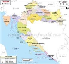 Croacia, oficialmente república de croacia, es uno de los veintisiete estados soberanos que forman la unión europea, el cual está ubicado entre europa central, europa meridional y el mar adriático; Mapa De Croacia