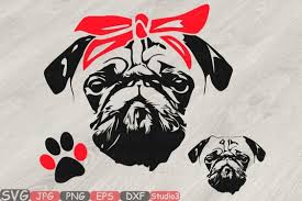 Download Free Svg Pugs Dogs Head Whit Bandana Silhouette Svg Family Pet Cute Pug 807s Free Svg Files For Cricut Silhouette And Brother Scan N Cut
