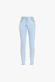 High Waisted Faded Light Blue Skinny Jeans For Women Balmain Com Jeans Outfit Women Light Blue Skinny Jeans Skinny Jeans