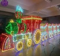 Customized Waterproof 3D LED Train Light Giant Motif Outdoor Commercial  Decoration Christmas Landscape IP65 Emitting White Red