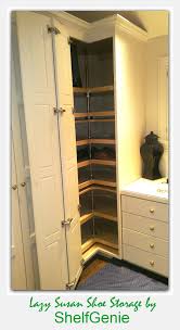 The Good News Is Shoes Don T Get Dizzy Making This Lazysusan Corner Cabinet Solution Ideal For Corner Closet Organizer Small Closet Shelving Corner Storage