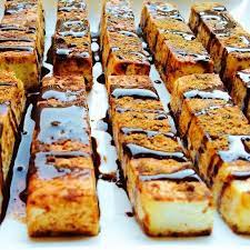 Cinnamon French Tofu Sticks With Chocolate Syrup Tofu Dessert Vegan Dessert Recipes Desserts
