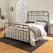 The solomon metal bed has a sophisticated design that has been inspired by the victorian era. Walker Edison Furniture Company Rustic Bohemian Metal Pipe Queen Bed Antique Bronze Hdqmpbr The Home Depot
