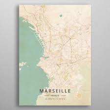 Marseille France Poster Print By Designer Map Art Displate Poster Prints Art Map Art