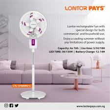 Lontor 16 Inch Rechargeable Standing Fan With Remote-CTL-CF020RU-C