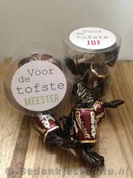 Voor De Tofste Juf En Of Meester Via Www Bedankjesvannu Nl Cadeaus Voor Leraren Geschenk Potten Ideeen Voor Cadeaus