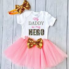Daughter 1st Birthday Gift Ideas From Dad Daddy Is My Hero Girls Fathers Day Shirt Military Dad First Birthday Outfit Girl Birthday Girl Outfit Birthday Outfit