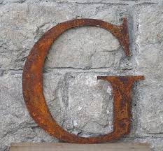 Flat Metal Rusty Letter G Metal Letter Garden Metal Letters Vintage Industrial Lettering
