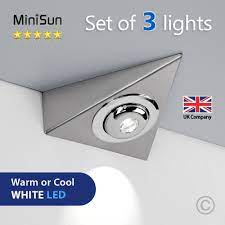 Enhance The Lighting In Your Home With These Superb Plug In Under Cabinet Led Lighting Kits Each Kit Features Three Brushed Chrome Effect Triangle Lights With