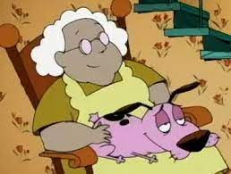 She has white curls, wears an olive dress and a yellow apron. Muriel Bagge Courage The Cowardly Dog Wiki Fandom