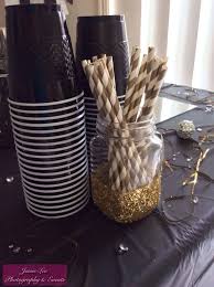 Black And Gold Party Decorations Pin By Jamie Anol On New Year S Party 2014 Black Gold Party New Years Eve Decorations White Party Decorations