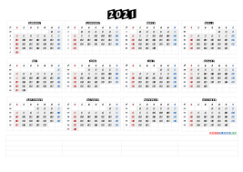 Choose from yearly, monthly, starting week on monday or sunday, with us holidays or blank, horizontal or vertical calendars. 2021 Free Yearly Calendar Template Word Calendarex Com