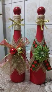 Modas Para Ir A Un Grado Botellas De Vino De Navidad Artesania De Botella Decoracion De Botellas Navidenas