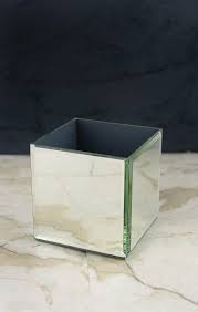 Mirrored square vase with flowers. Mirror Cube Riser 5 Inch Square Save On Crafts
