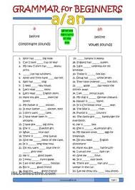 Grammar For Beginners A Or An English Grammar Worksheets English For Beginners English Grammar