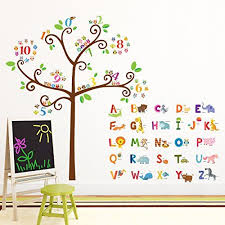 Decowall Da1503 Animal Alphabet And Numbers Tree Peel Stick Nursery Wall Decals Stickers Kids Wall Decals Nursery Wall Decals Map Wall Decal