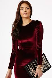Long Sleeve Velvet Dress In Red Vestidos De Terciopelo Ropa Moda