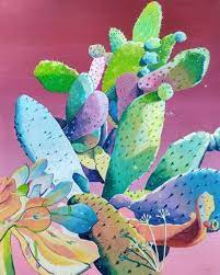 Acrylic nopales hope you guys like this!! Psychedelic Cactus Saatchi Art