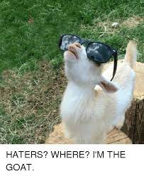 Haters Where I M The Goat Funny Meme On Me Me