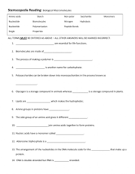 It is passed down from one. Stemscopedia Biomolecule Reading Worksheet