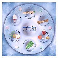 The seder plate remains on the table throughout the passover meal. Nmajh Museum Store Passover Seder Plate Dinner Napkins Pack Of 20