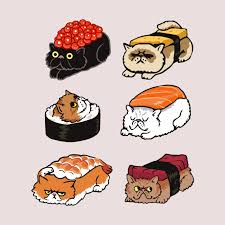 Sushi Persian Cat In 2020 Cat Tattoo Sushi Drawing Japanese Pop Art