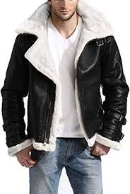 New B3 Hooded Aviator Pilot White Fur Shearling Bomber Black Leather Jacket Removable Hoodie Mens C Leather Jacket Men Leather Jackets Online Leather Jacket