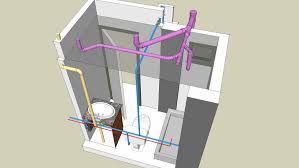 Pipe running through the roof; Bathroom Plumbing System 3d Warehouse