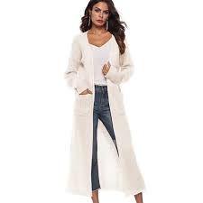 Women Plus Size Casual Long Knitted Cardigan Fall And Spring Long Sleeve Thick Warm Sweater Knee Length Coat Outwear Apricot S Walmart Com