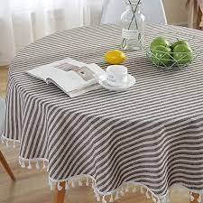 amazon com lahome stripe tassel tablecloth cotton linen table cover kitchen dining room restaurant party decora table cloth table covers kitchen dining room